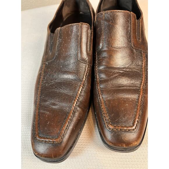 SANTONI Men's Dark Brown Leather Blaze Venetian Loafer Dress Shoe 9 US D - Picture 10 of 14